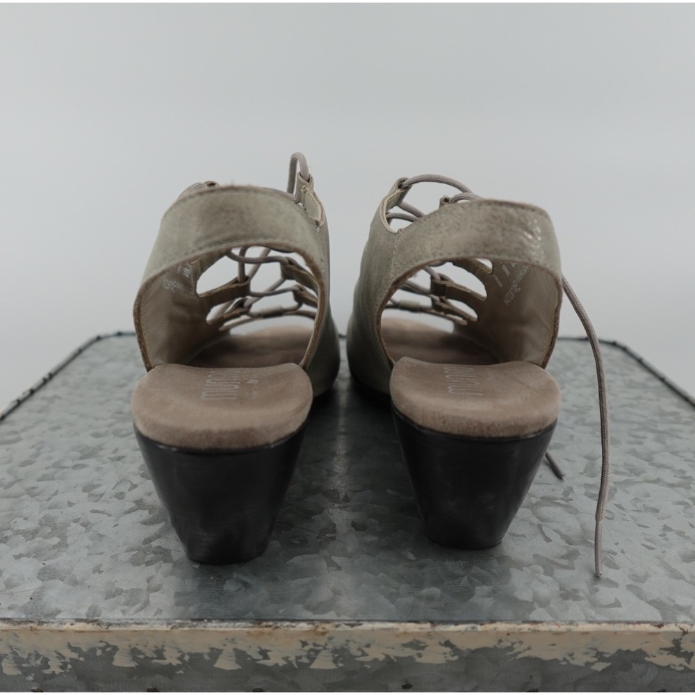 Munro American Womens 8M Taupe Metallic Lace Up Peep Toe‎ Block Heel Sandals - Picture 5 of 7